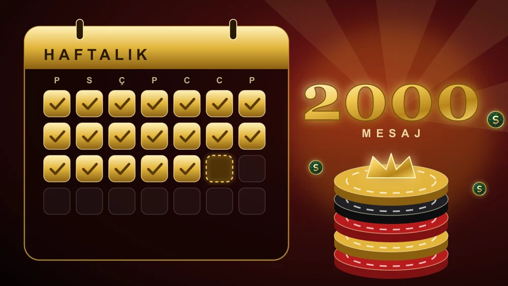 Takvim ve poker fişi kulesi: haftada 2000 mesaj